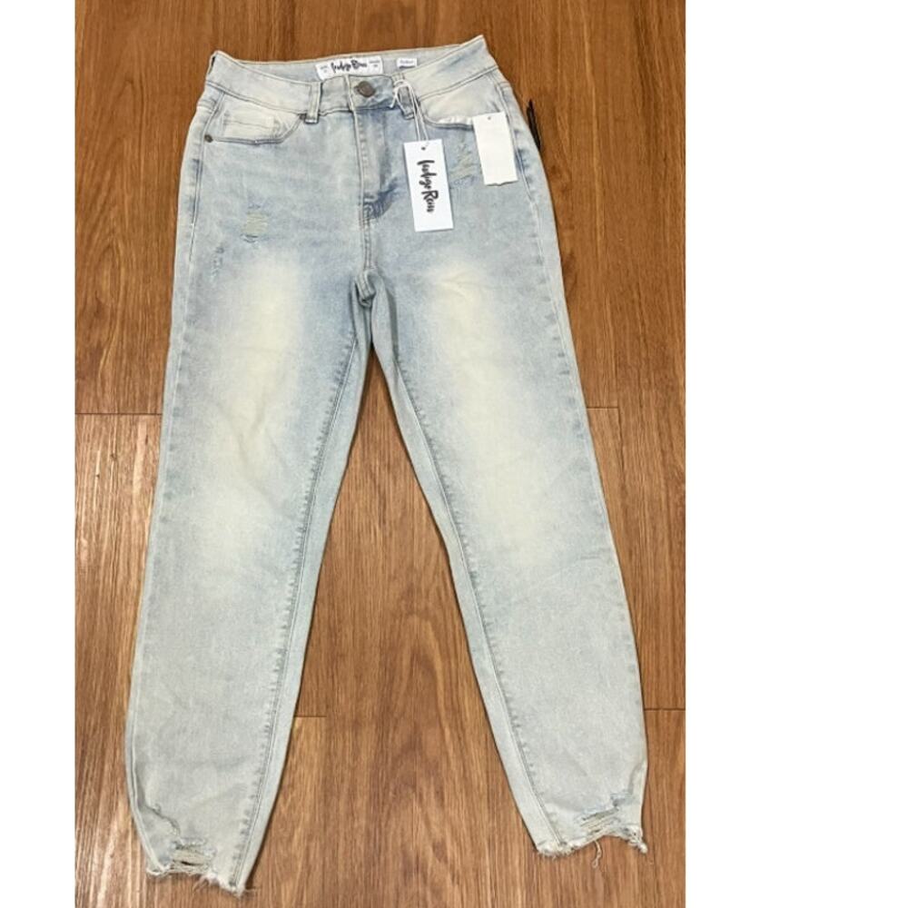 Indigo Rein Juniors High-Rise Destructed Curvy Crop Jeans 5
